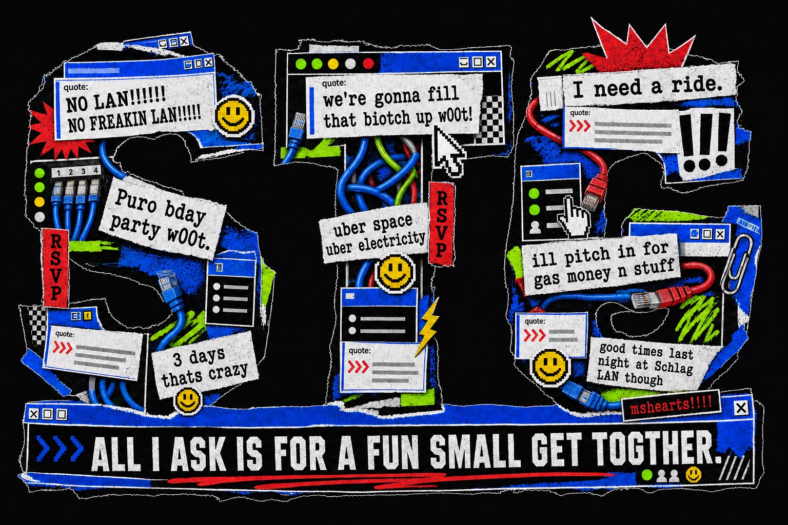 STG collage made from recovered LAN party conversations