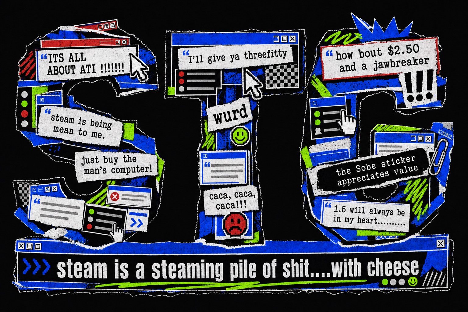 STG collage made from recovered gaming and computer discussions
